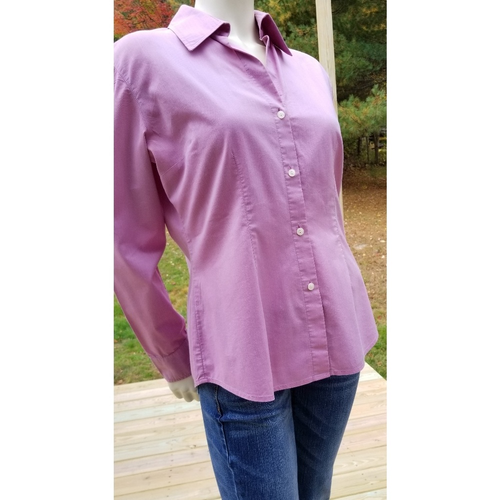 City Stretch Long Sleeves Button Down Blouse,  S - Picture 4 of 6
